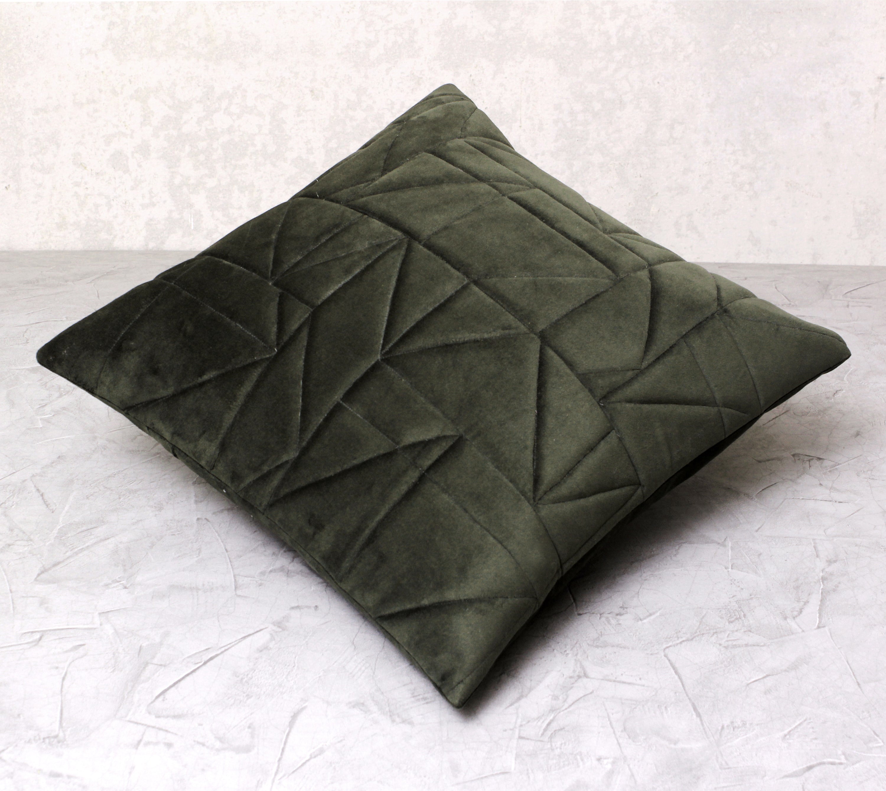 JASPER Green Quilted Velvet Cushion Cover