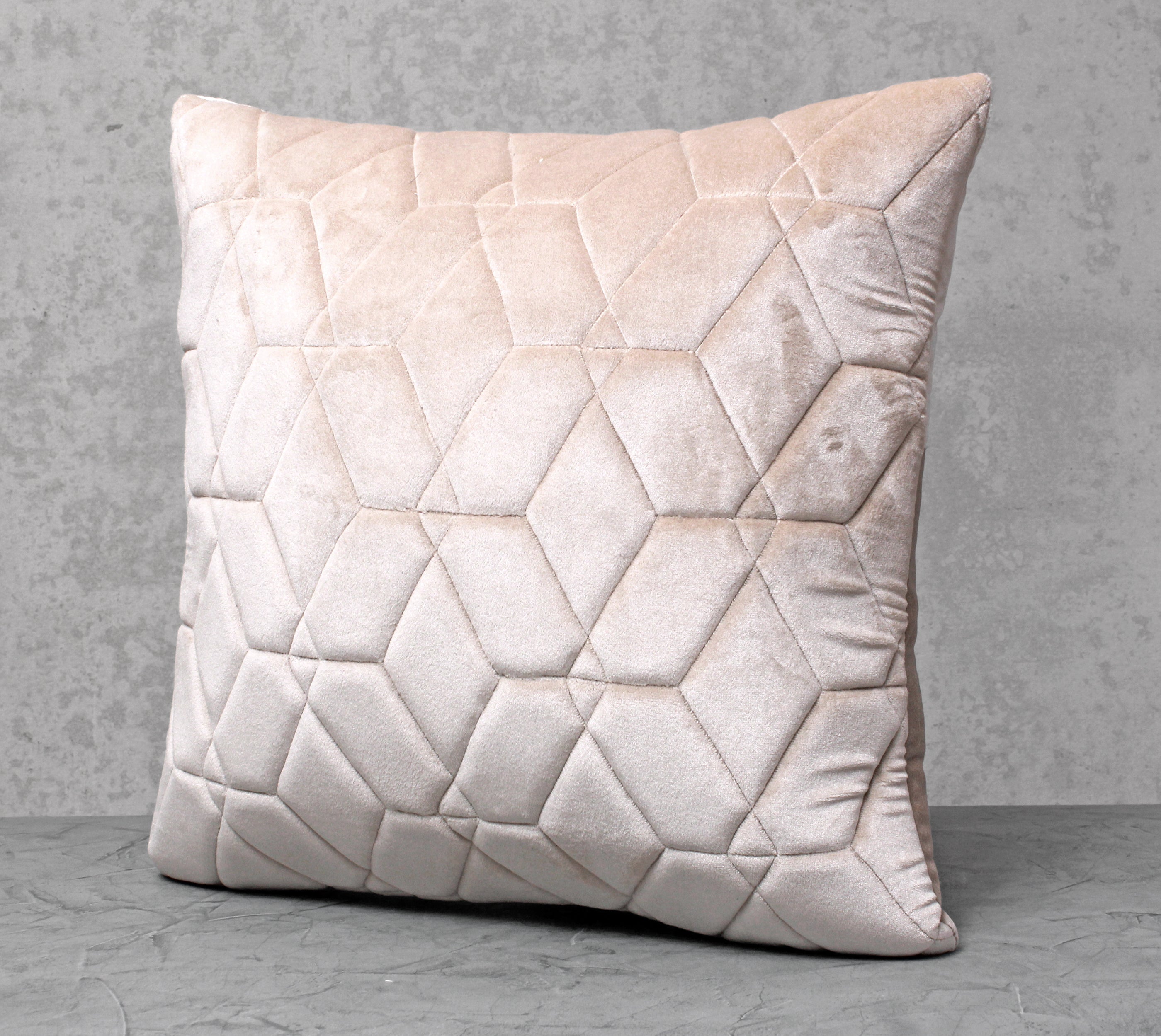 JASPER Ecru Quilted Velvet Cushion Cover
