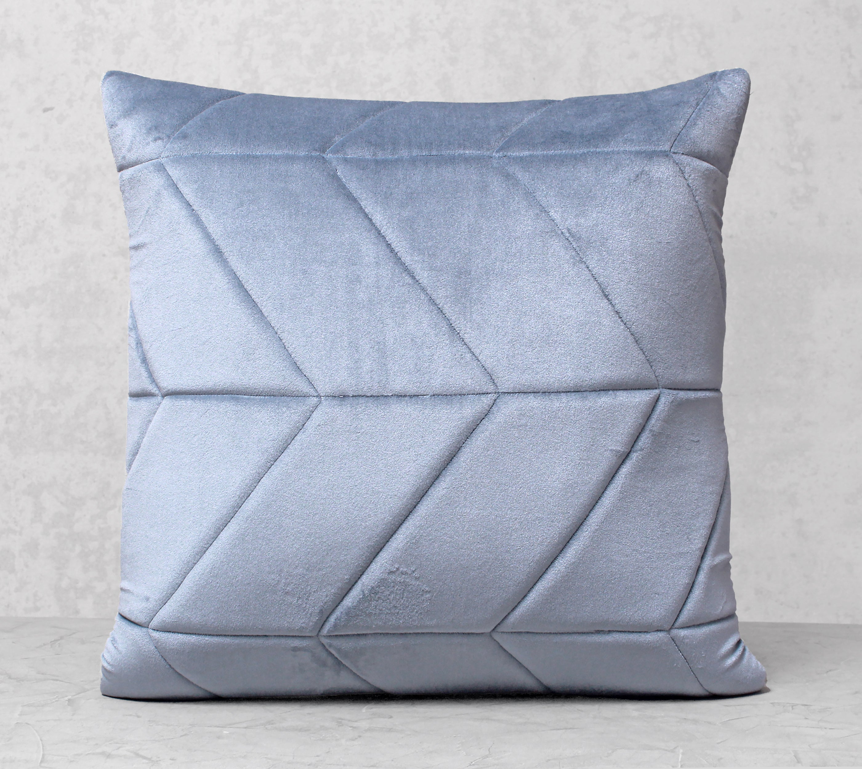 JASPER Dusty Blue Quilted Velvet Cushion Cover