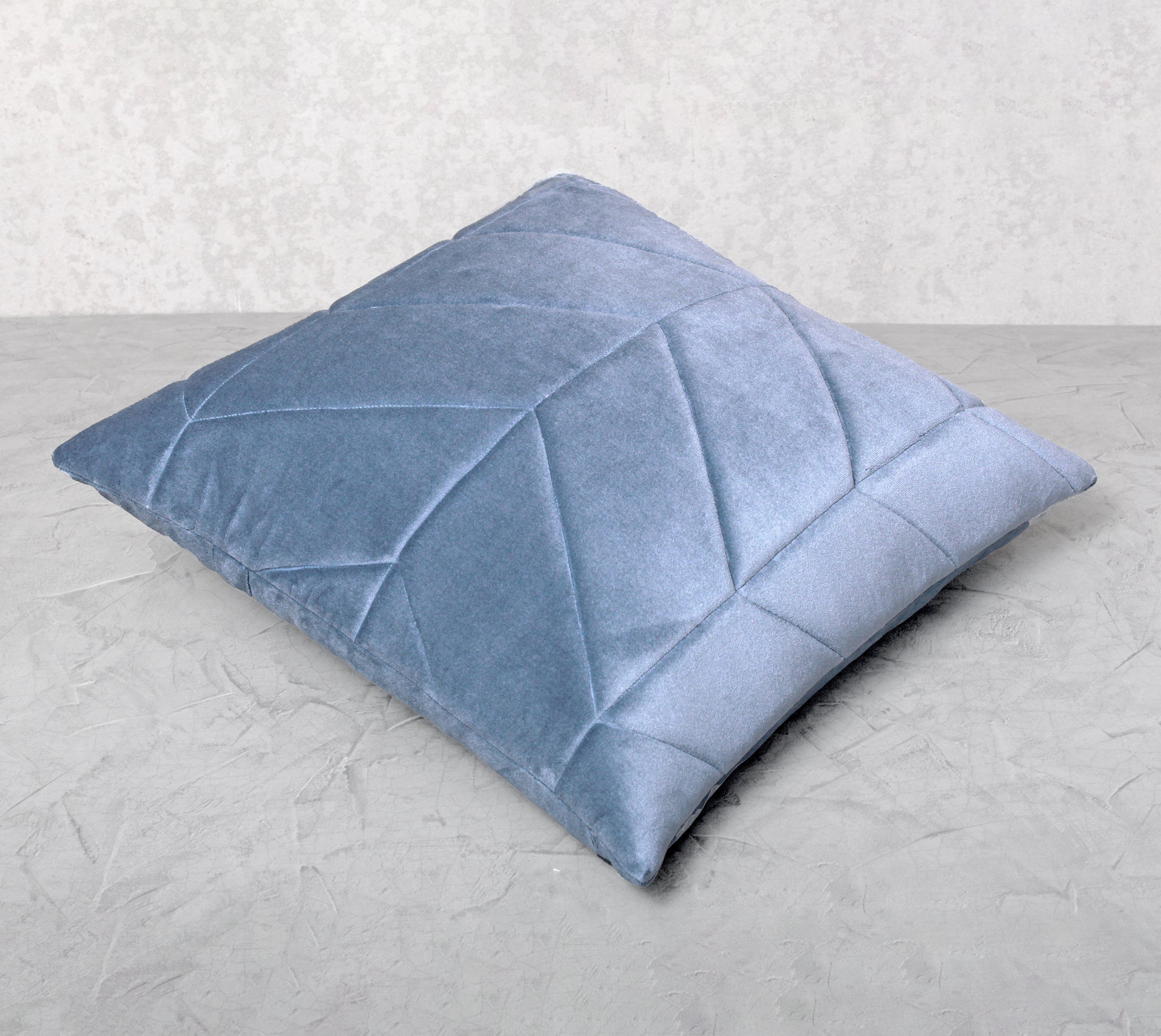 JASPER Dusty Blue Quilted Velvet Cushion Cover