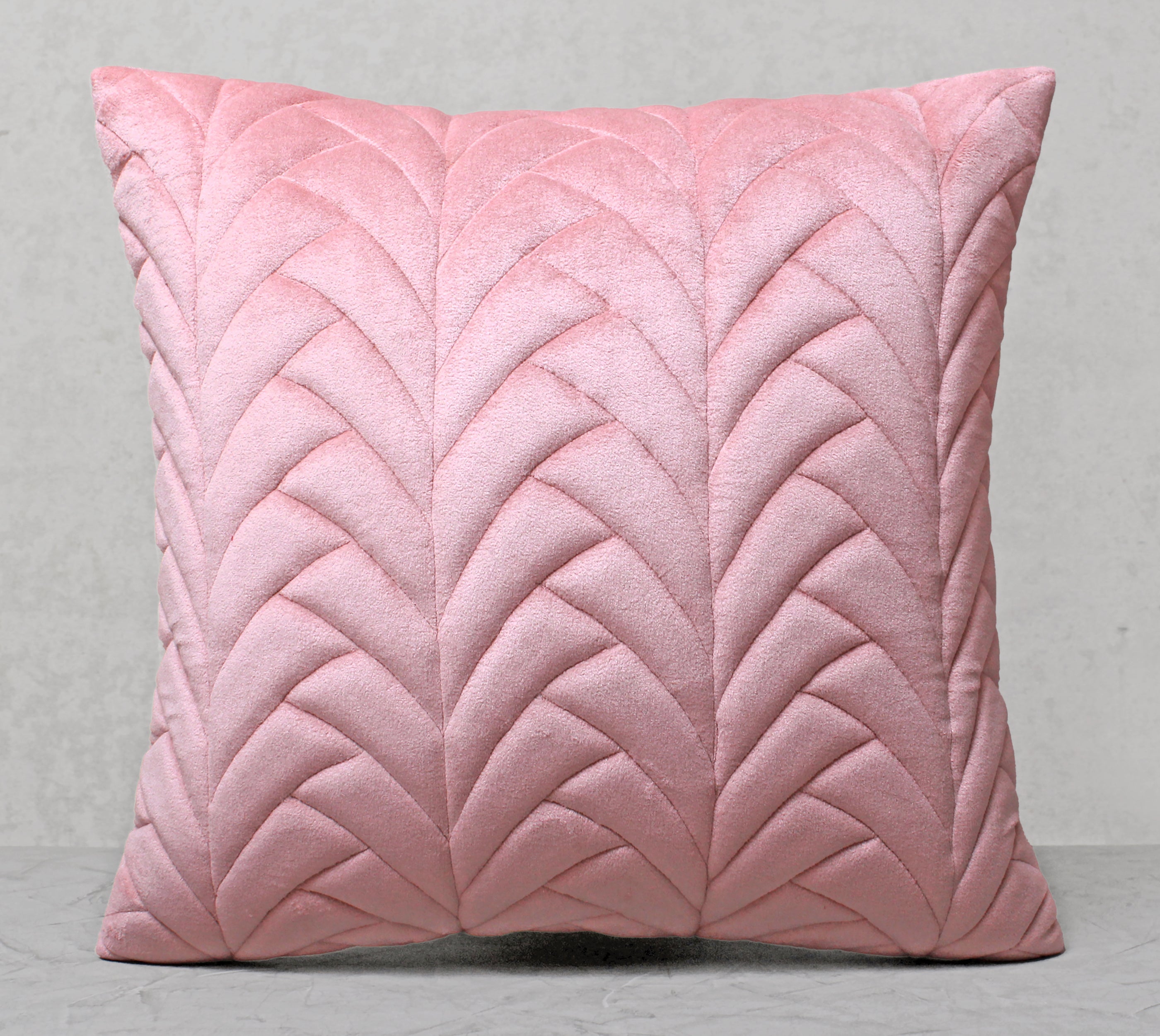 JASPER Pink Quilted Velvet Cushion Cover