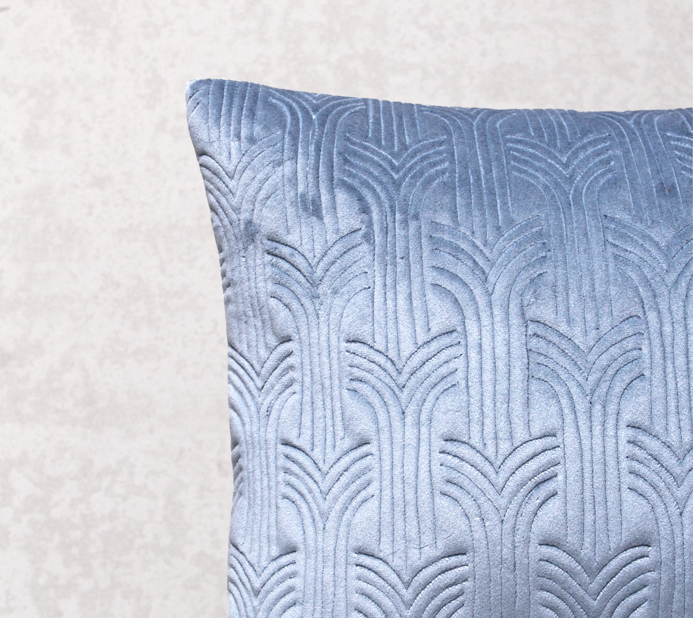 JASPER Dusty Blue Quilted Velvet Cushion Cover