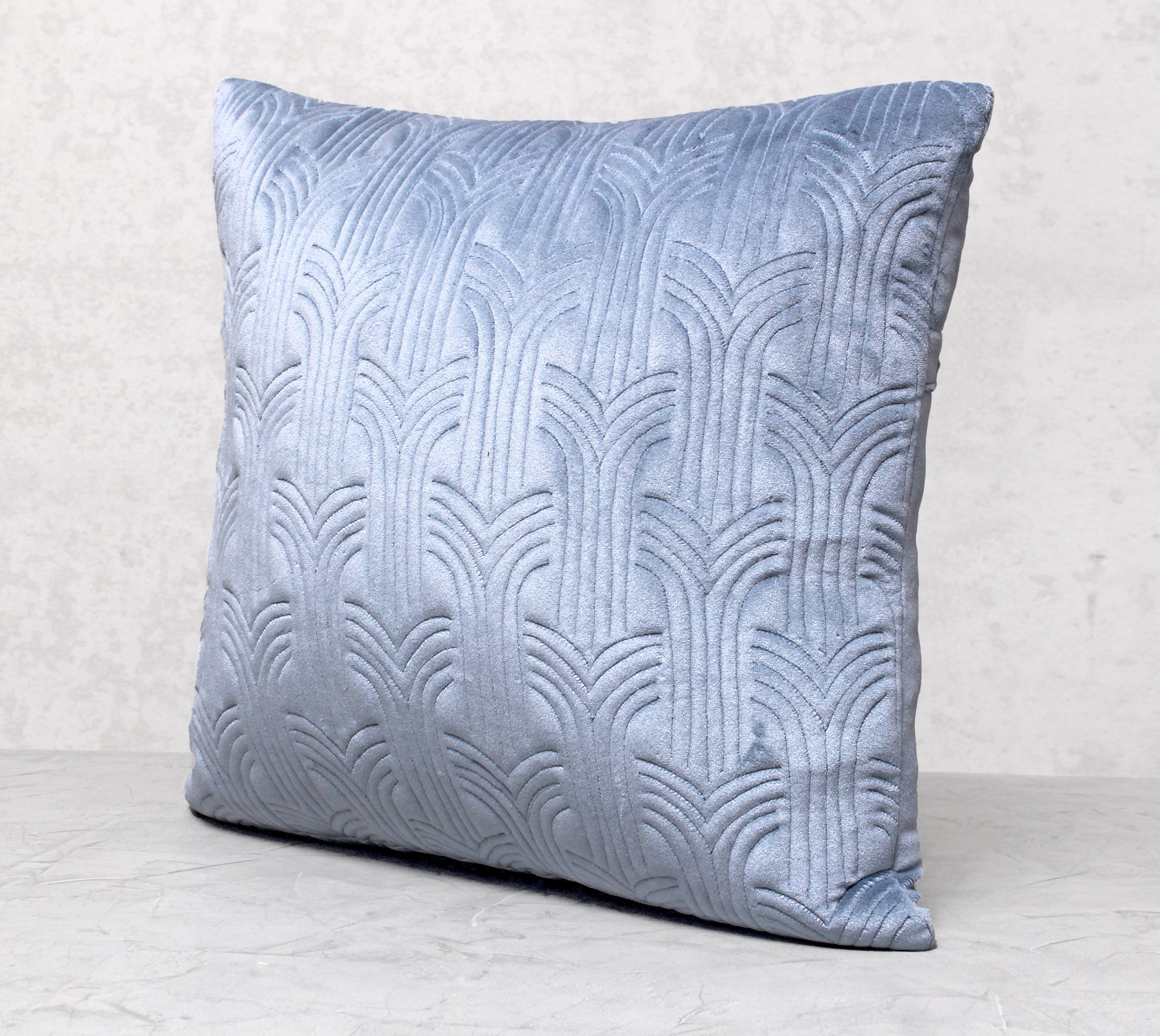 JASPER Dusty Blue Quilted Velvet Cushion Cover