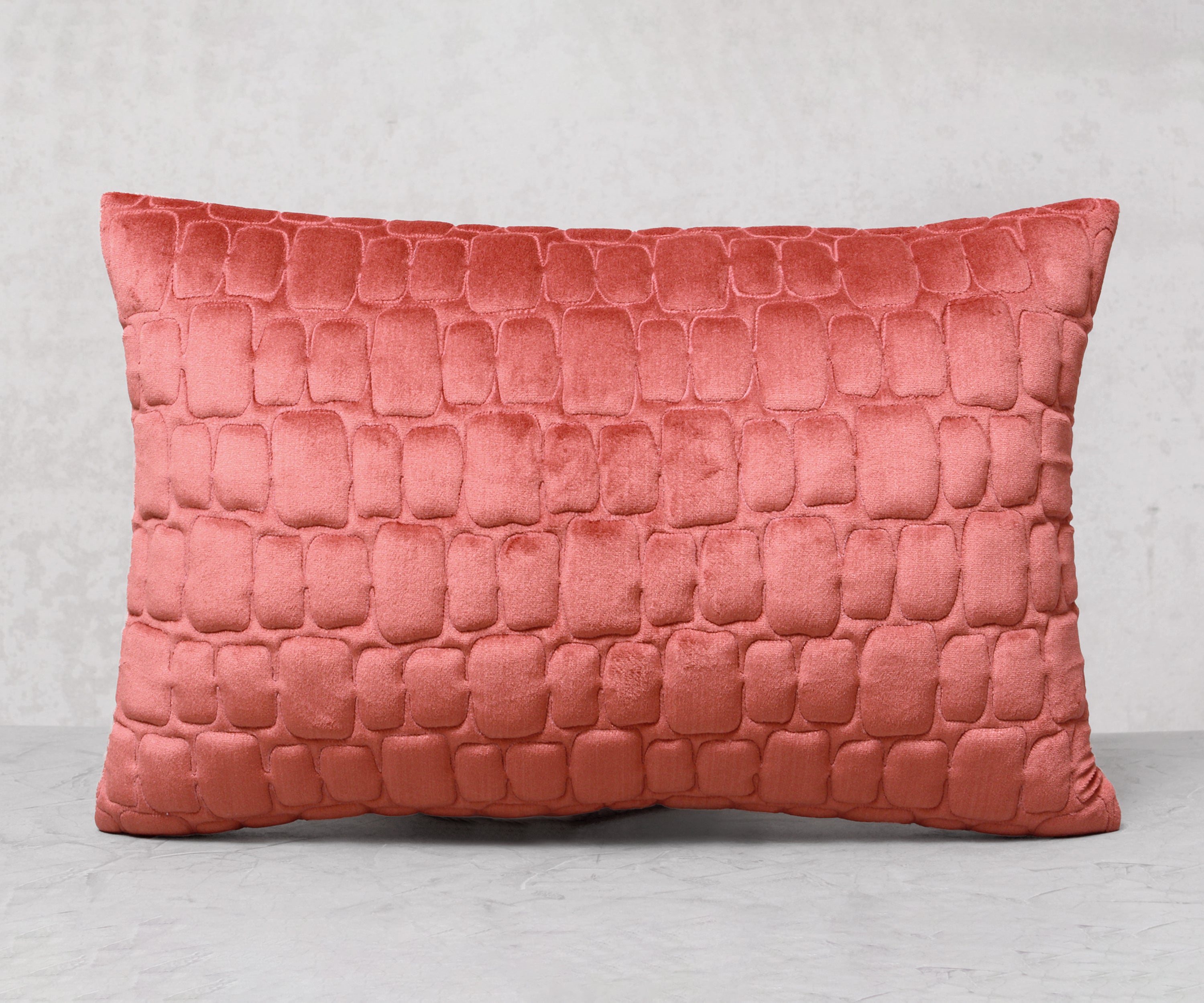 JASPER Coral Quilted Velvet Cushion Cover