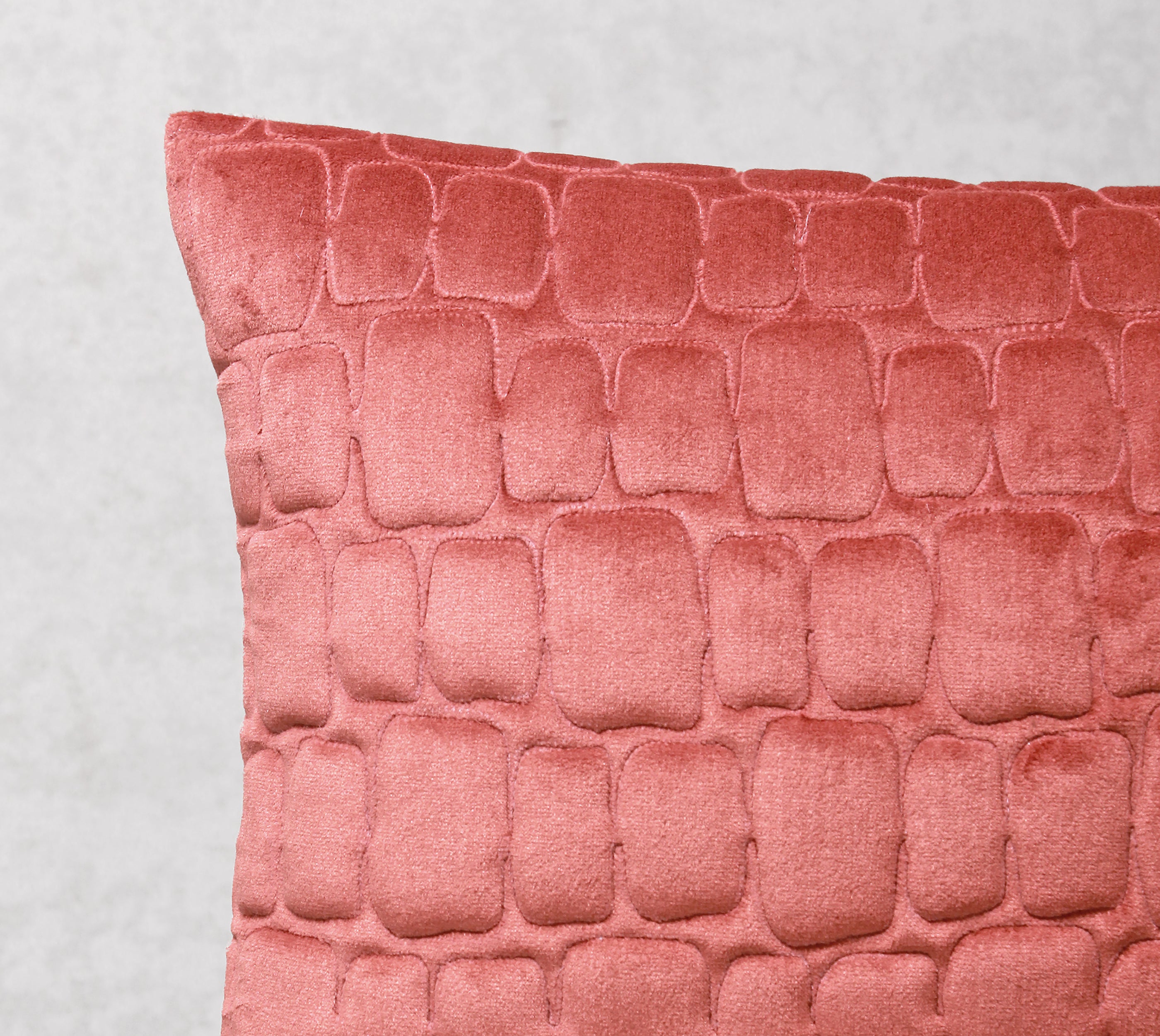 JASPER Coral Quilted Velvet Cushion Cover