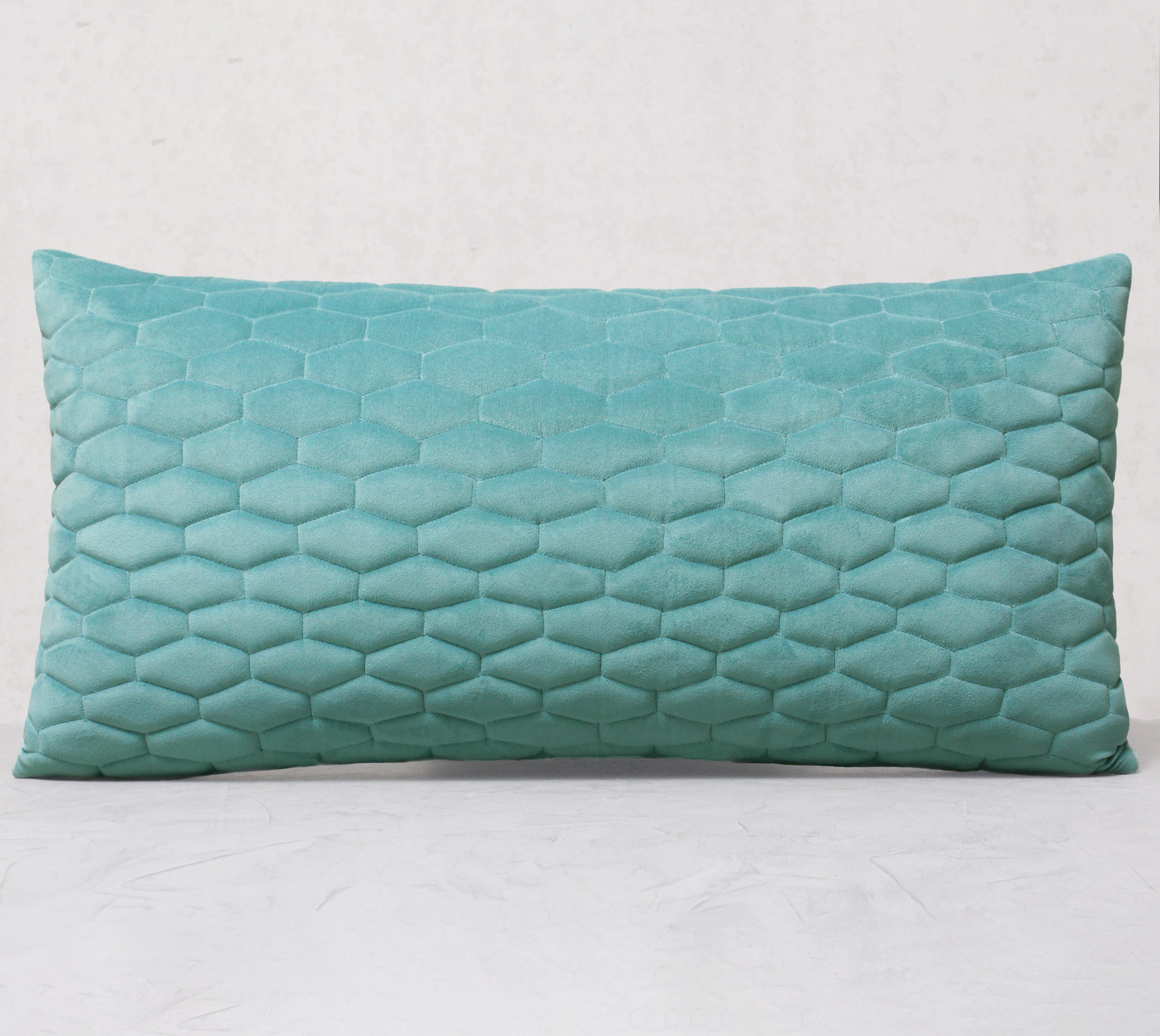 JASPER Light Turquoise Quilted Velvet Cushion Cover
