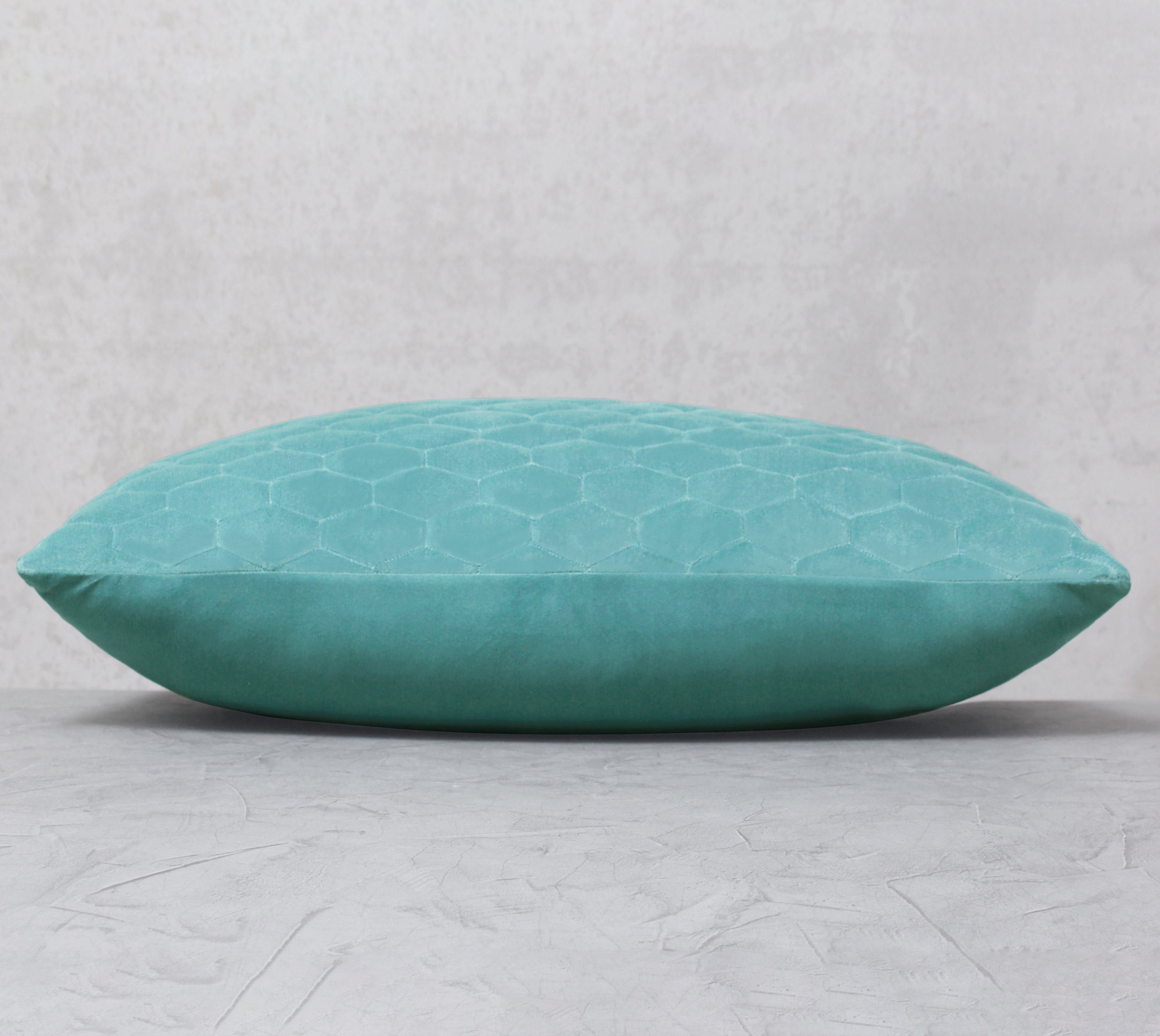 JASPER Light Turquoise Quilted Velvet Cushion Cover