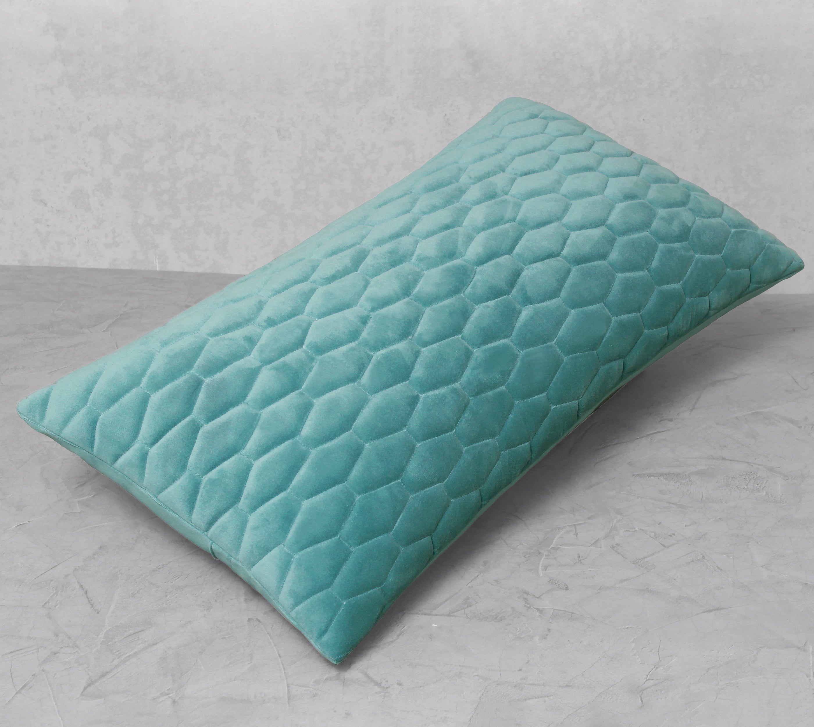 JASPER Light Turquoise Quilted Velvet Cushion Cover