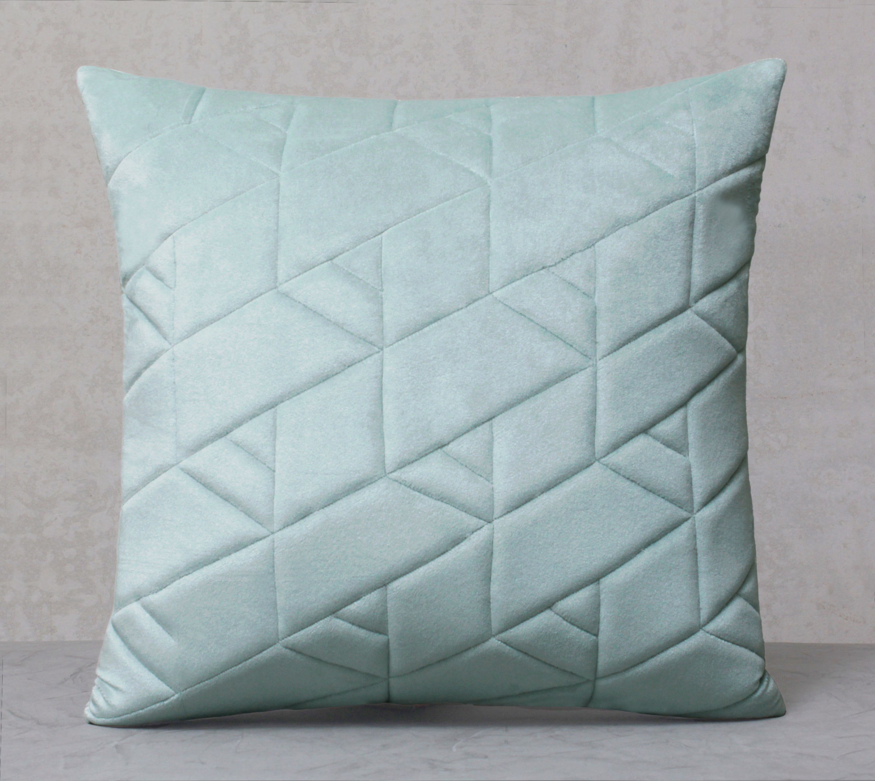 JASPER Light Blue Quilted Velvet Cushion Cover