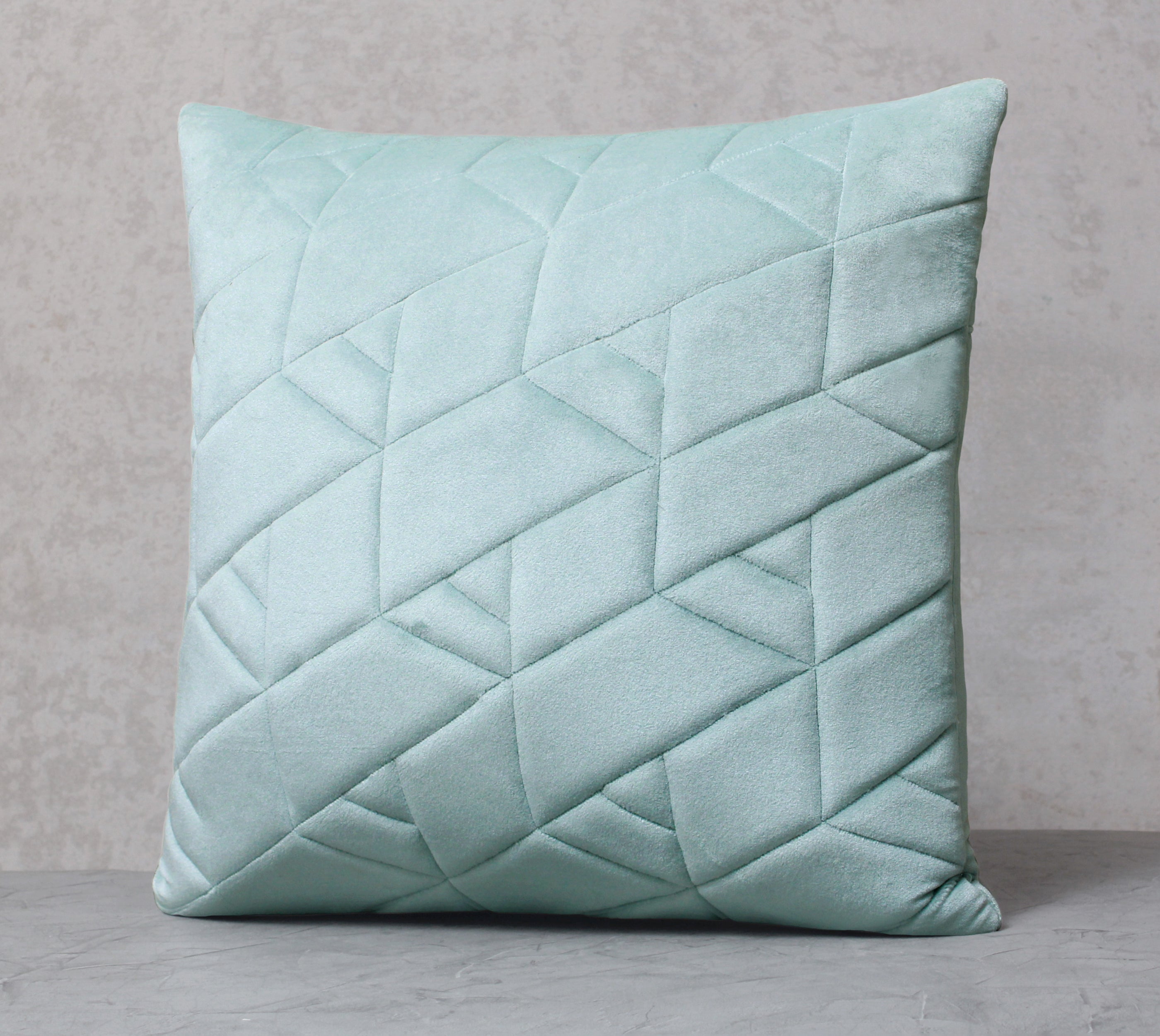 JASPER Light Blue Quilted Velvet Cushion Cover