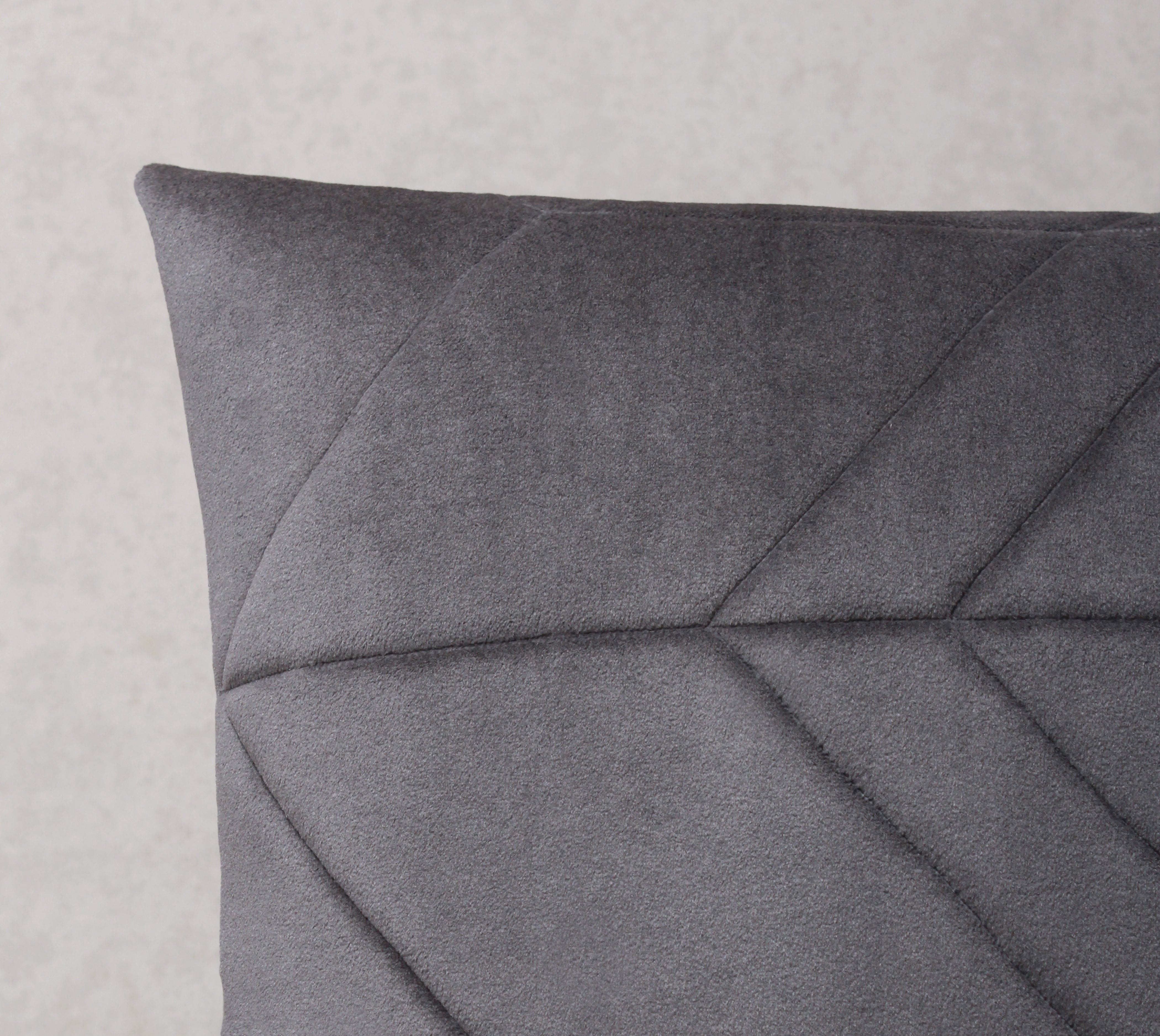 JASPER Grey Quilted Velvet Cushion Cover