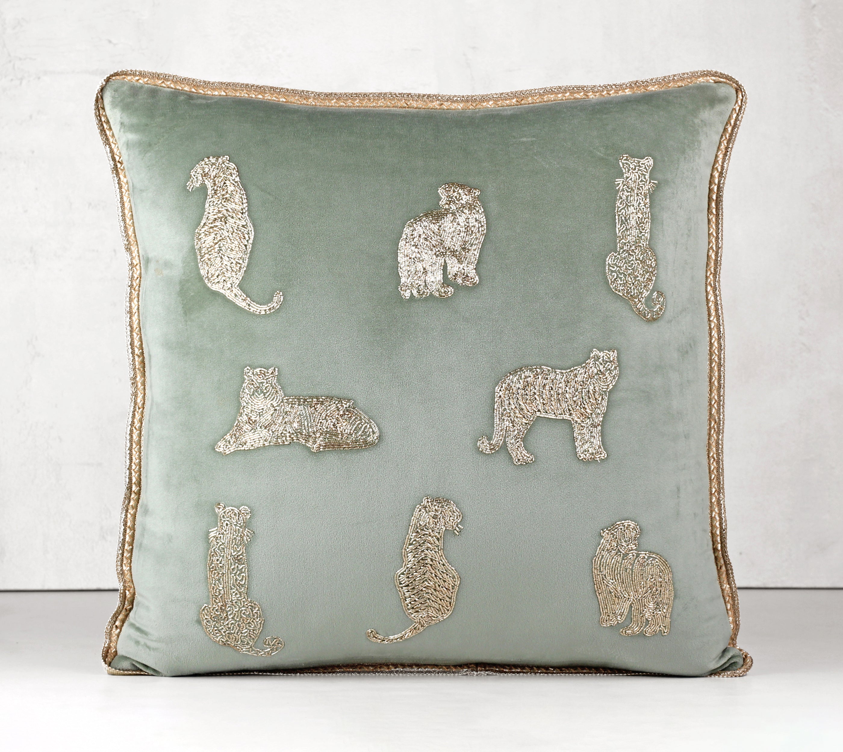 NARGIS Sage Green Velvet Cushion Cover