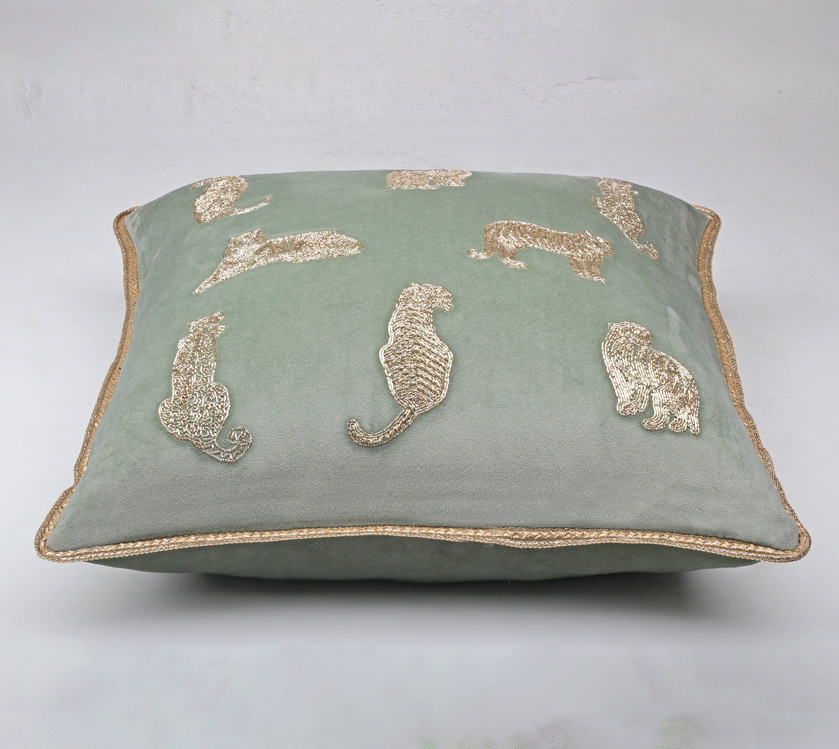 NARGIS Sage Green Velvet Cushion Cover