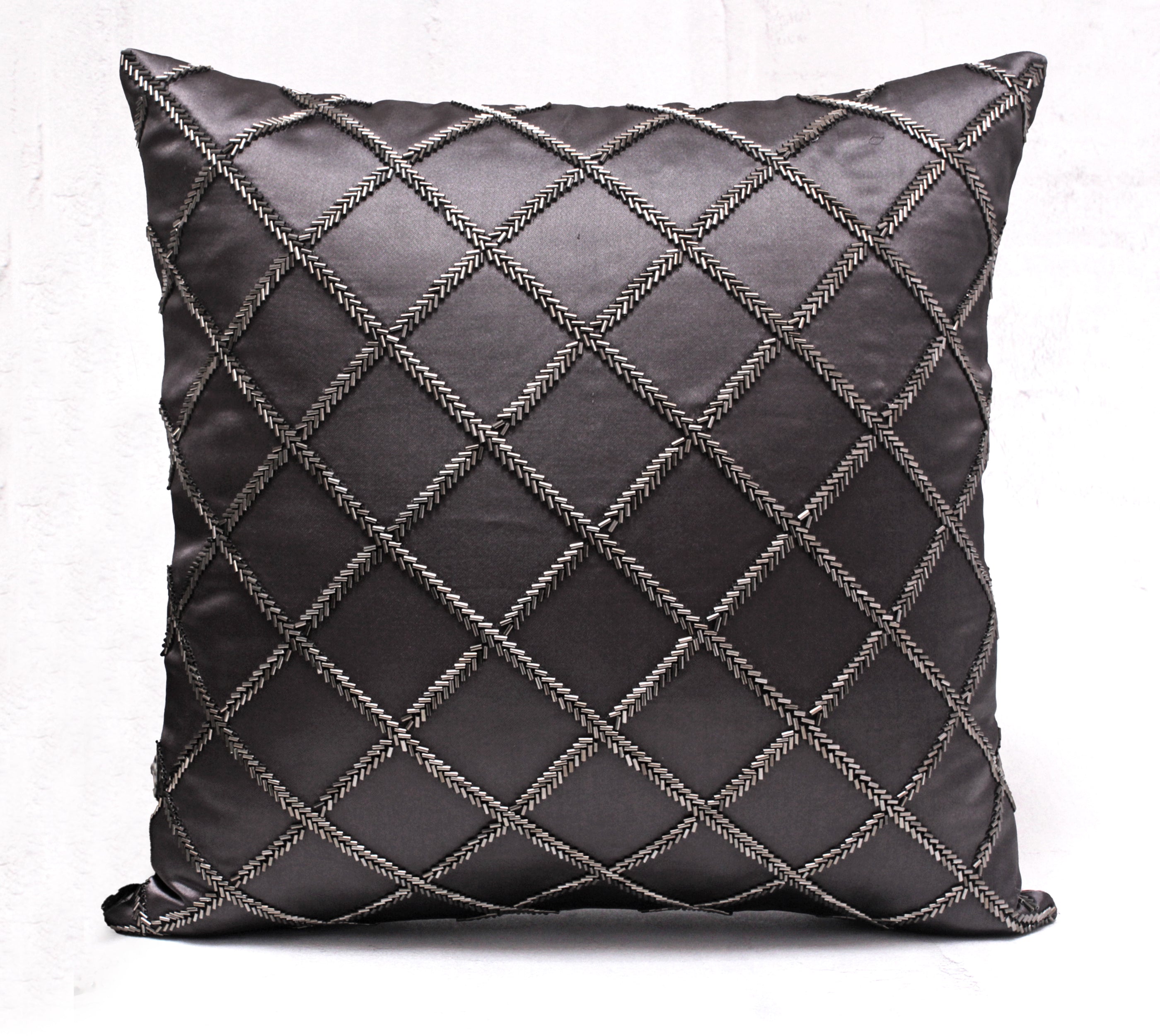 MIDAS Grey Beaded Cushion cover