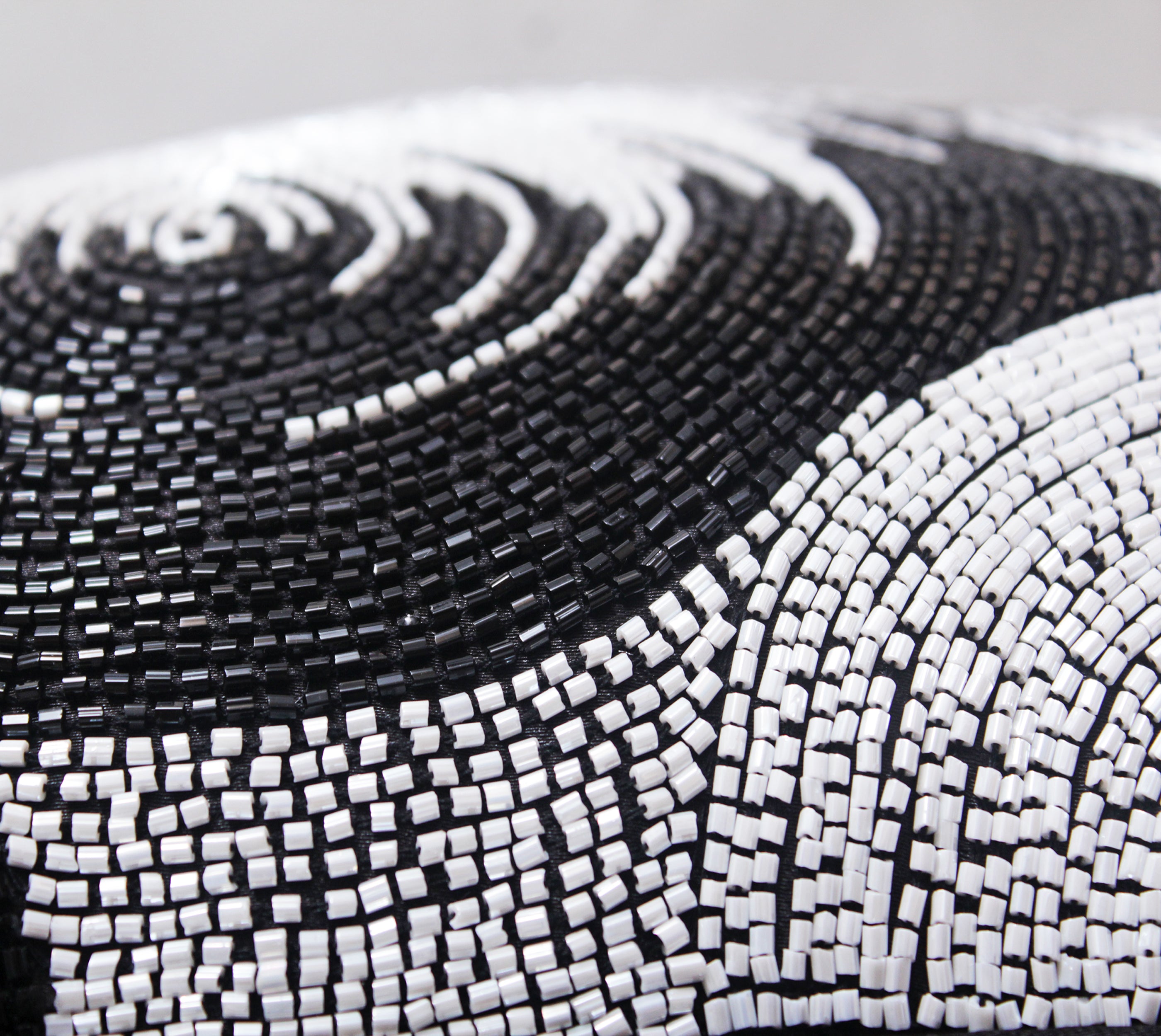 ORNATE Black White Beaded Cushion Cover