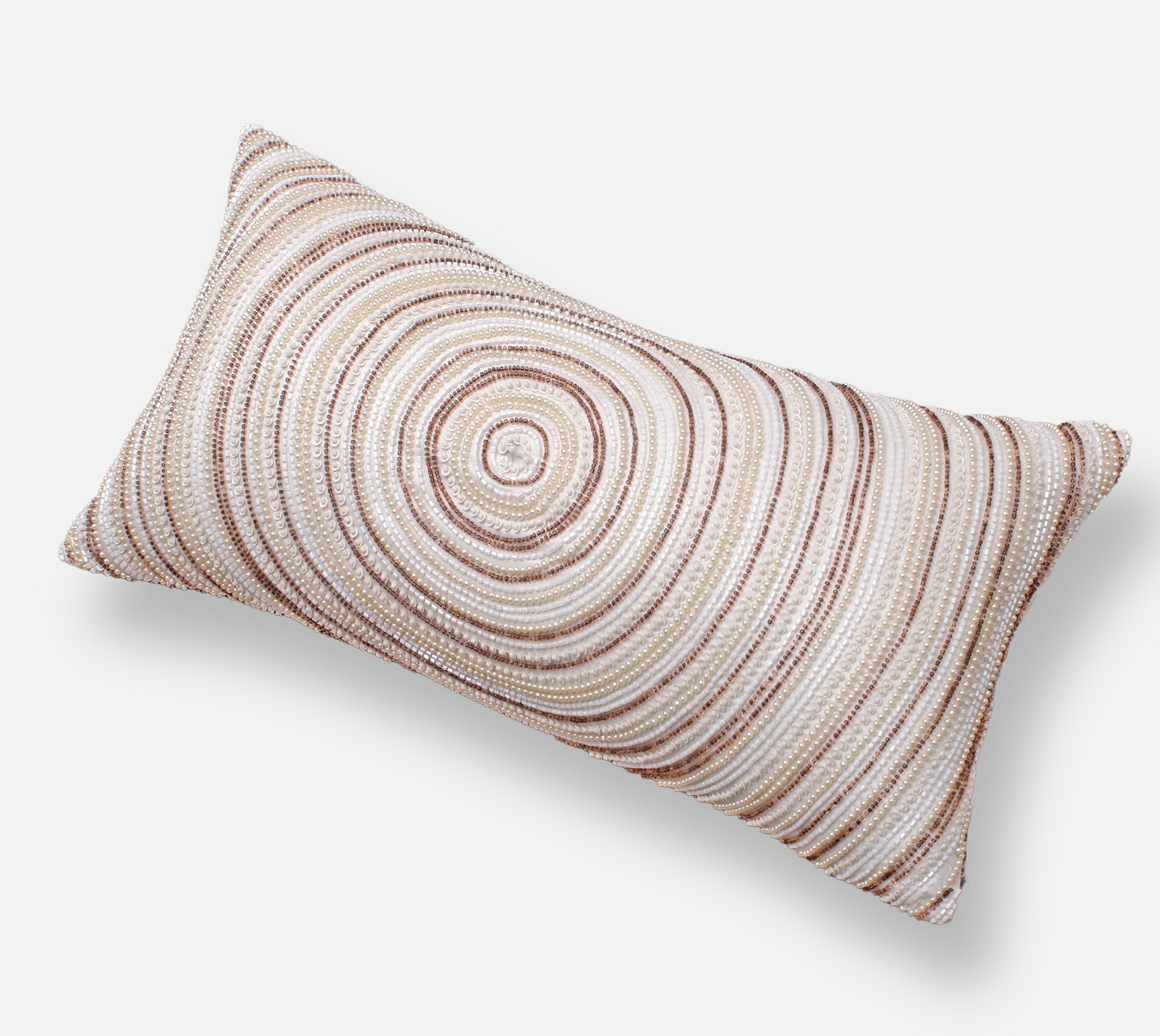 ENAMOR Off White Beaded Cushion Cover