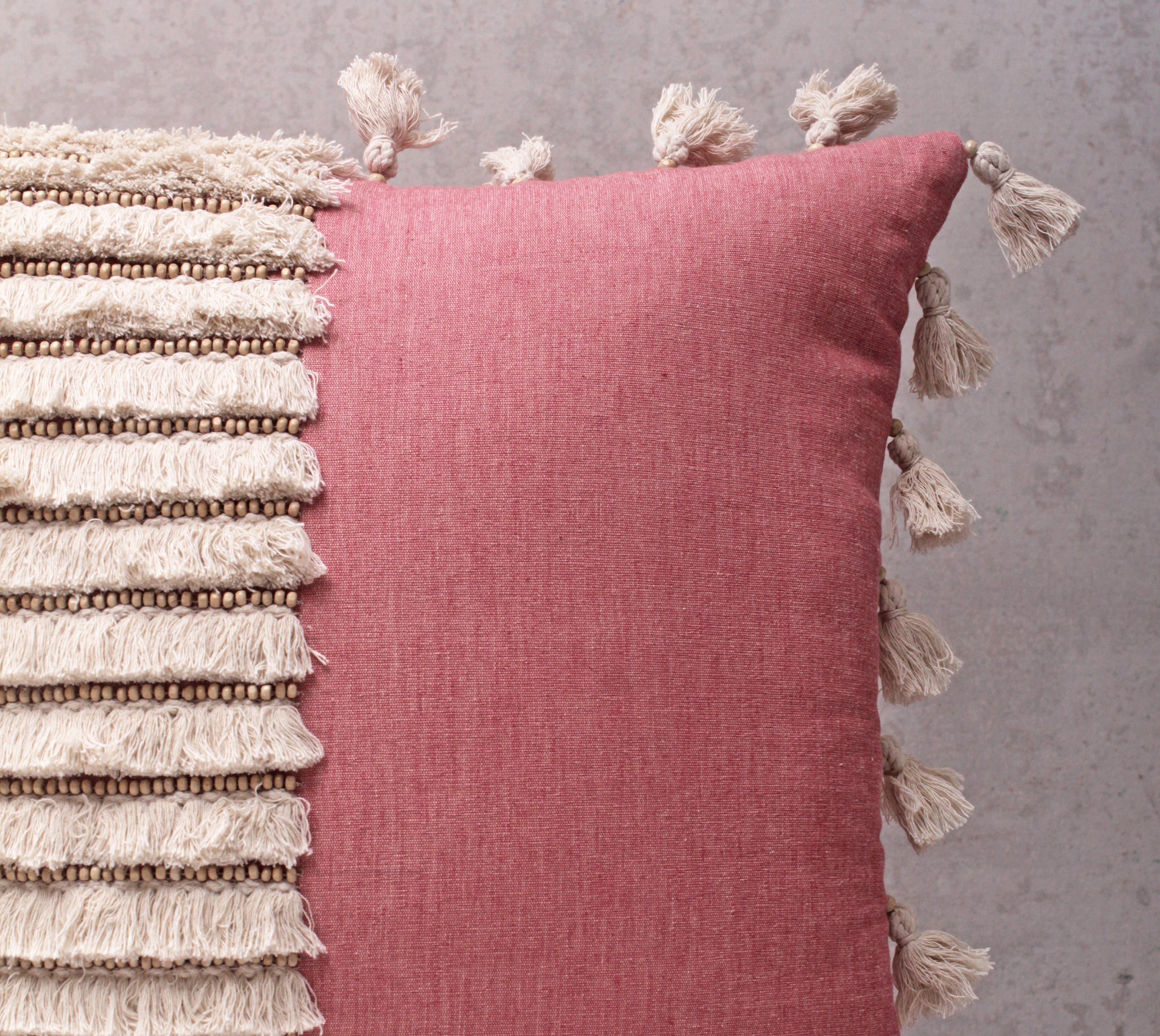 ESI Red and Cream Cotton Cushion Cover