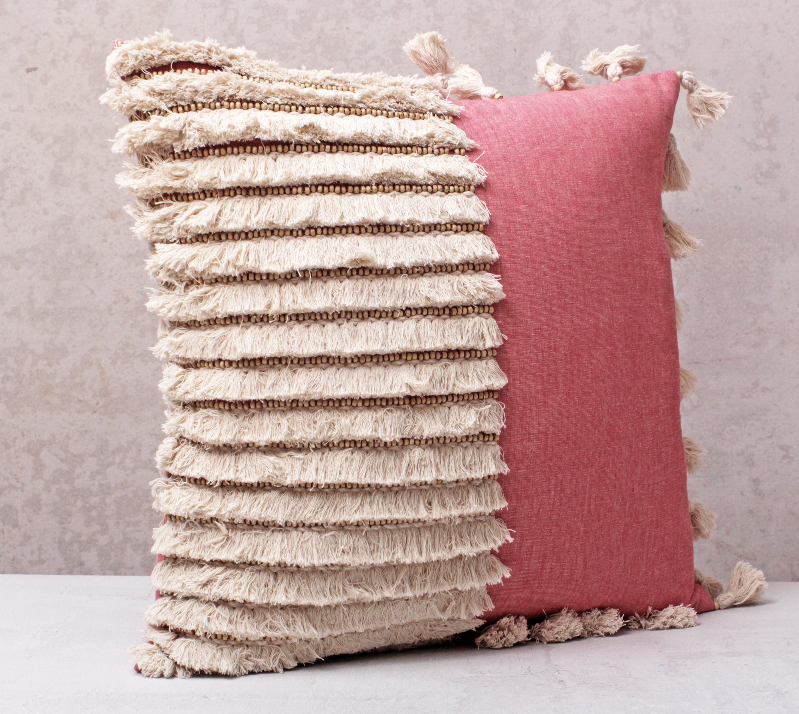 ESI Red and Cream Cotton Cushion Cover