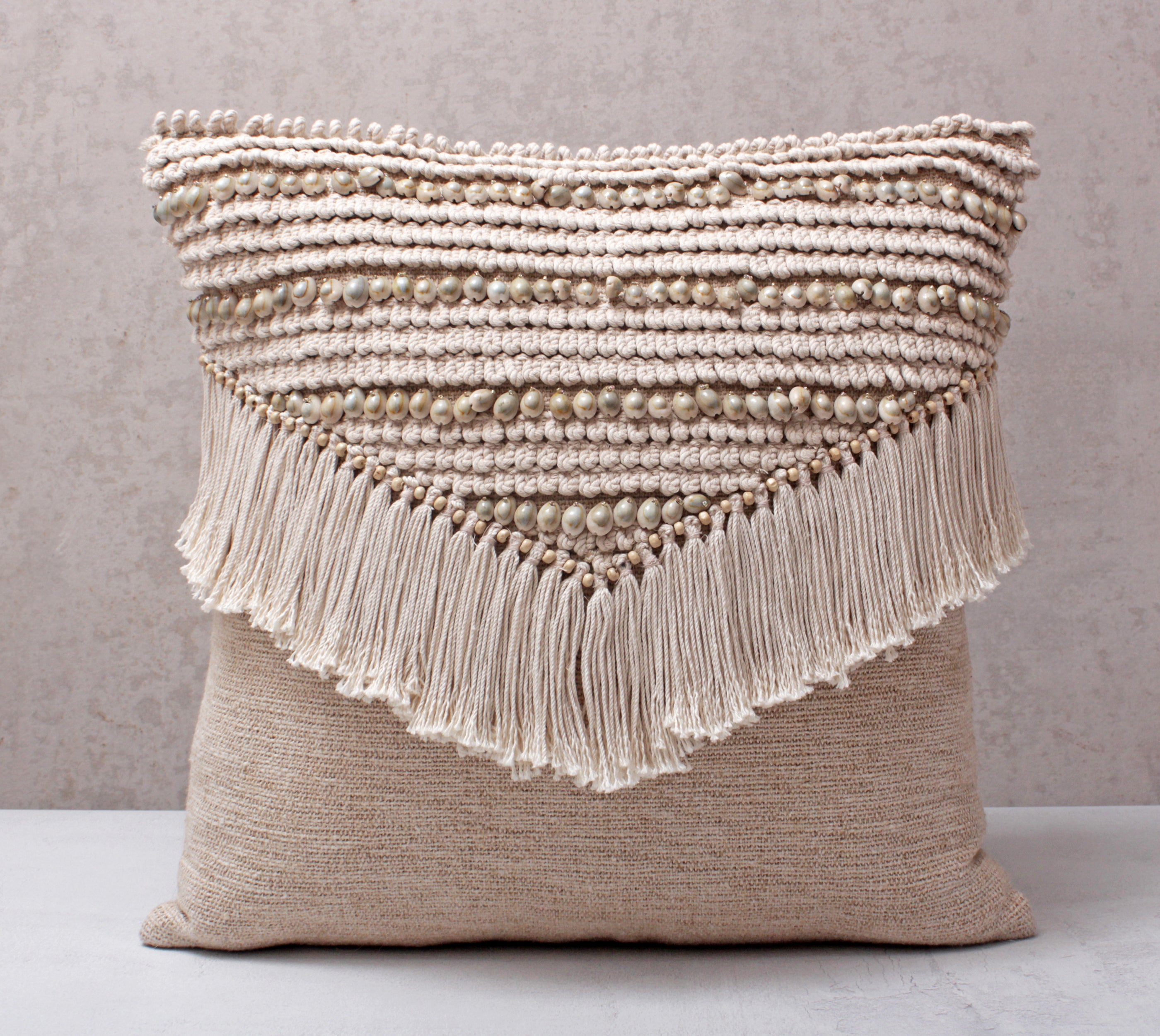 ZURI Neutral Jute Cotton Cushion Cover