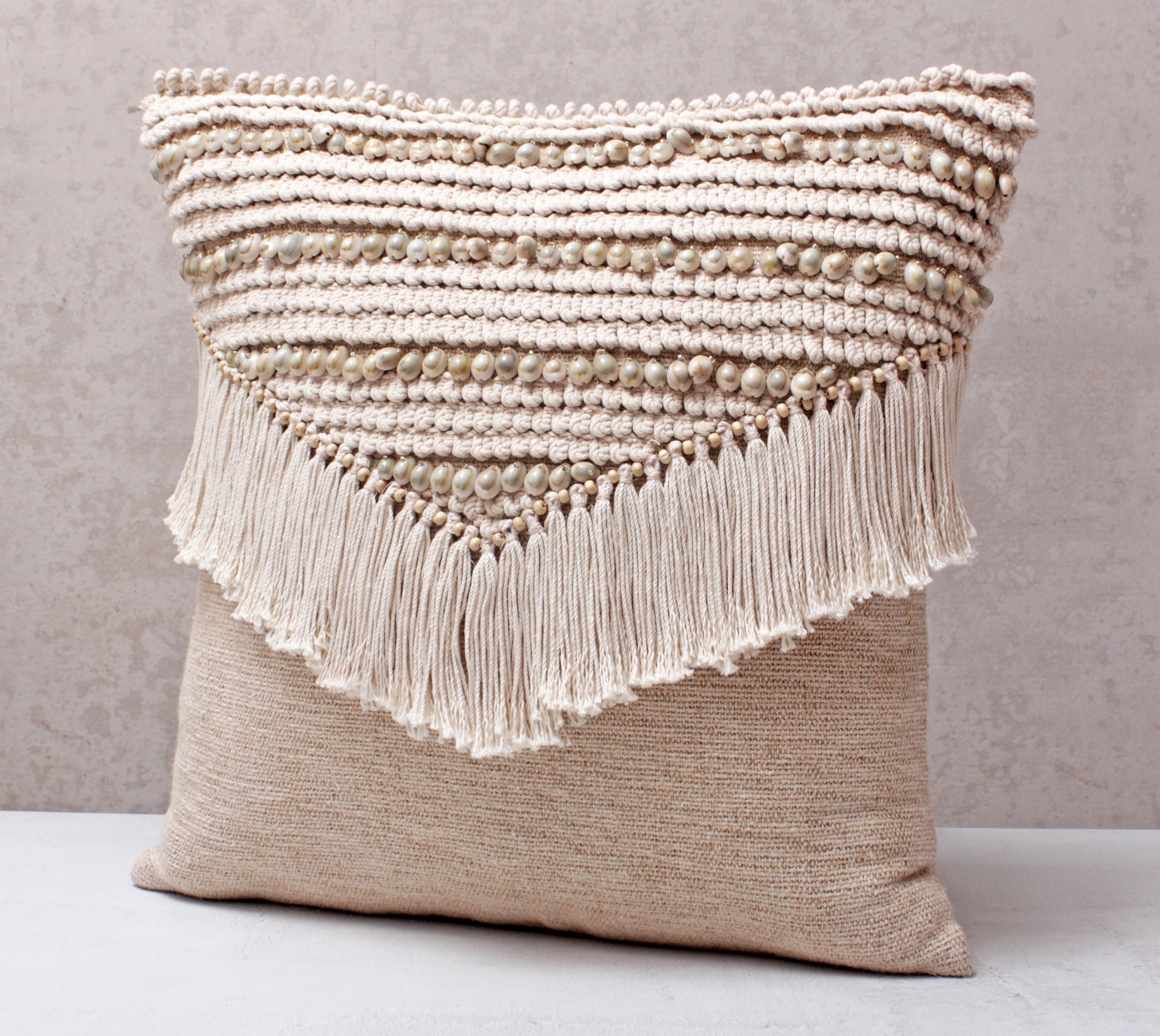 ZURI Neutral Jute Cotton Cushion Cover