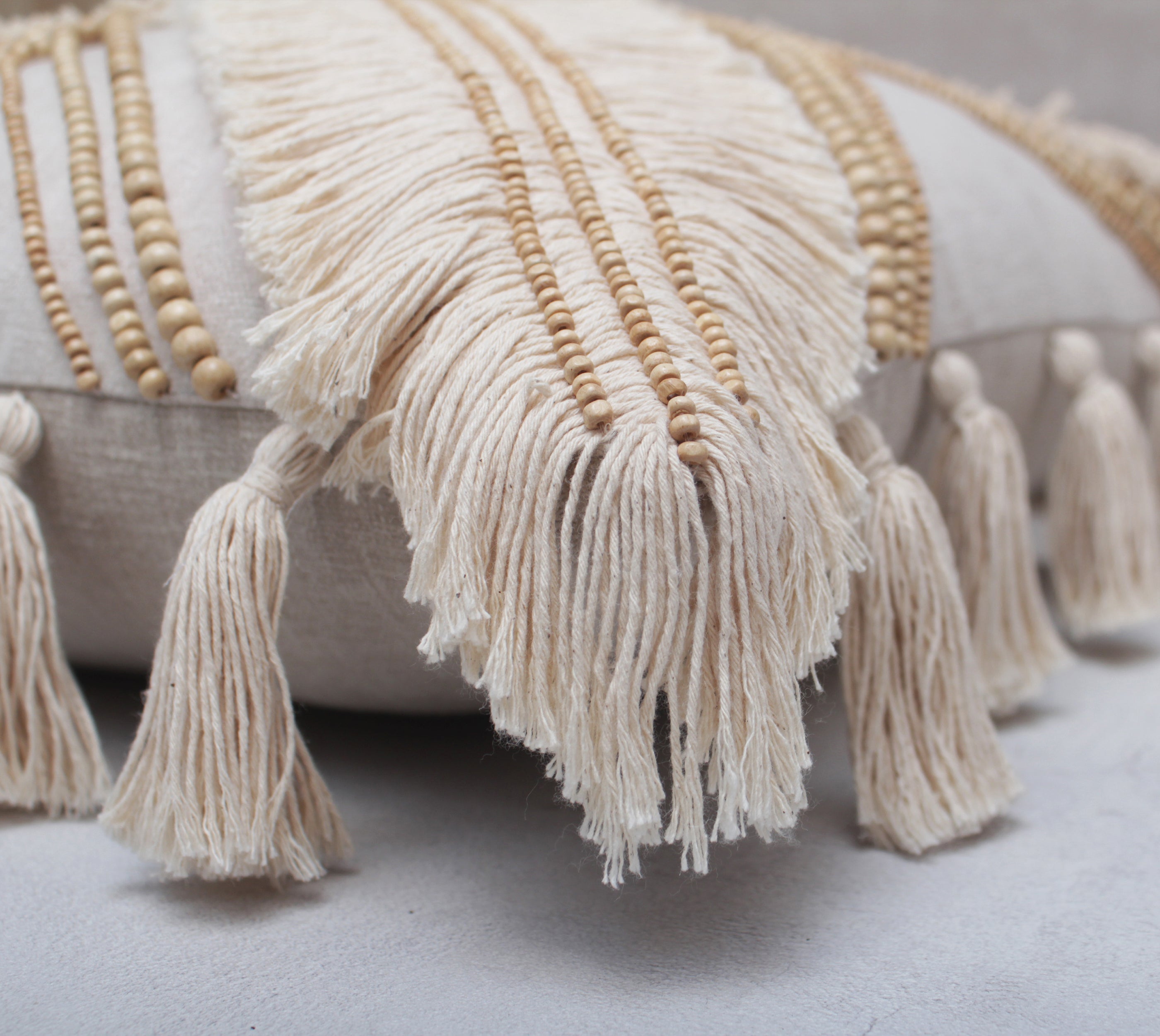 HAVEN Linen Color Cotton Fringe Cushion Cover