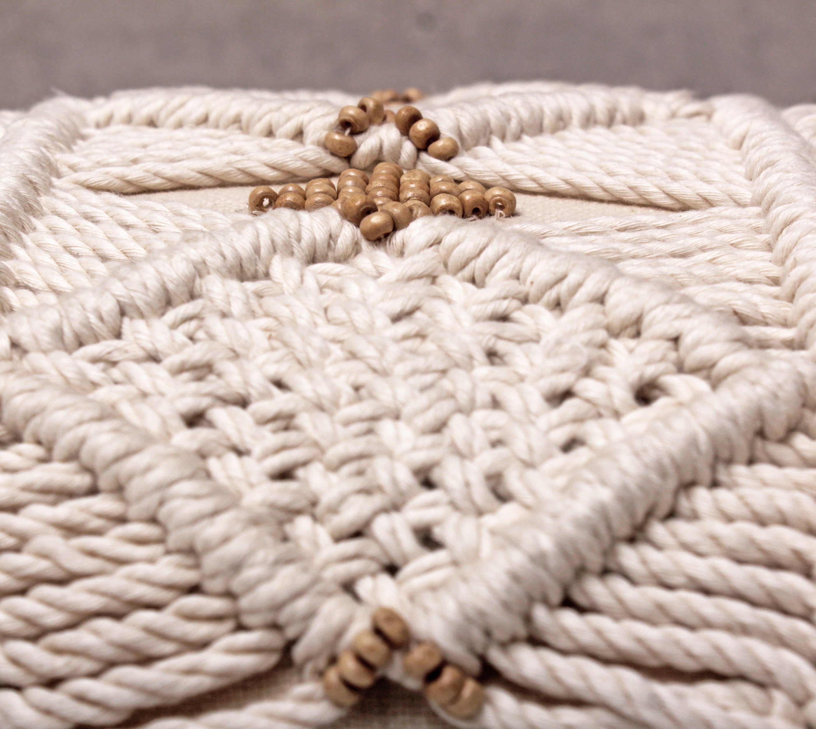 REVA Off-white Macrame Cotton Cushion Cover